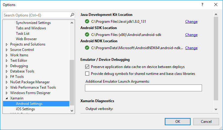 Xamarin Android 设置对话框的屏幕截图