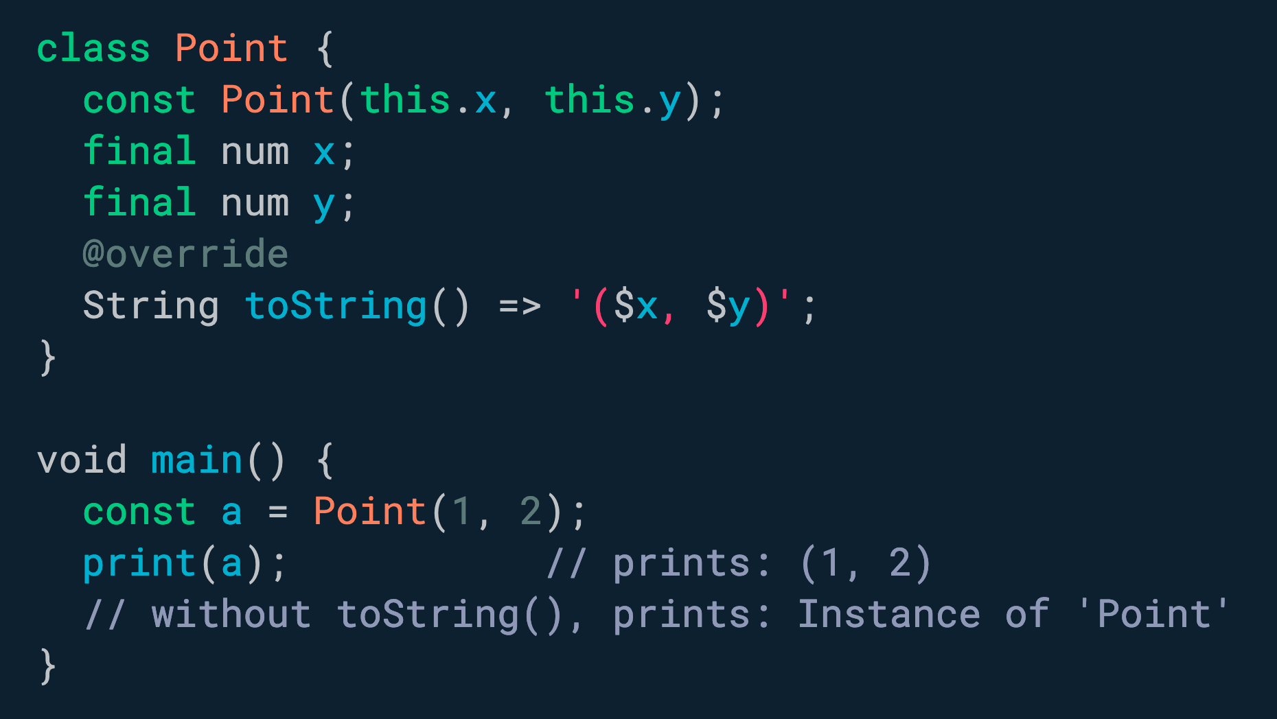 在您的类中实现 toString() 以改善调试体验。