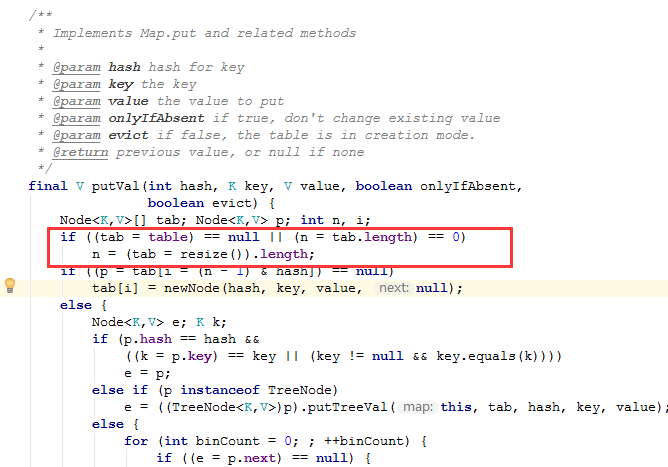 putVal方法调用resize()