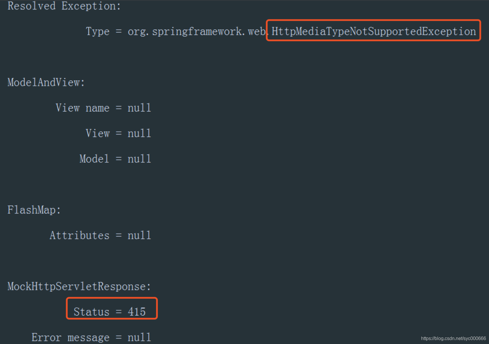 Mock测试时产生HttpMediaTypeNotSupportedException异常,415状态码问题的解决办法_java.lang ...