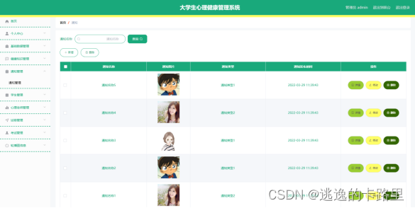 图5.2 通知信息管理页面