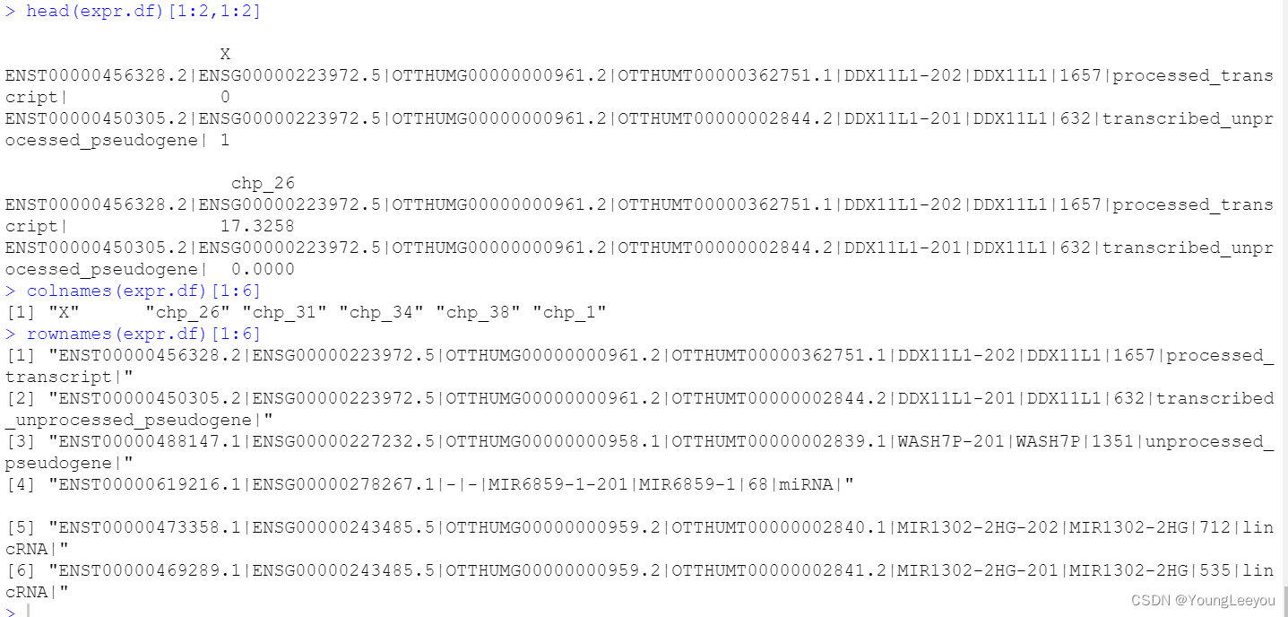 因为作者做出来的表达矩阵行名太TM长了,矩阵乍一眼看上去很奇怪!不慌
