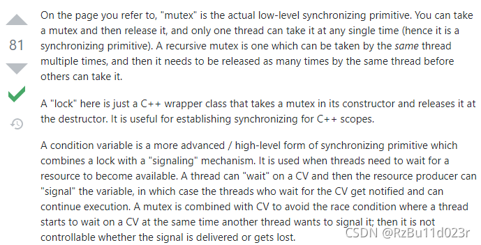 C++ 标准库 mutex, condition variable, lock 辨析及读写锁编写 互斥锁条件变量锁辨析互斥锁条件变量区别 ...