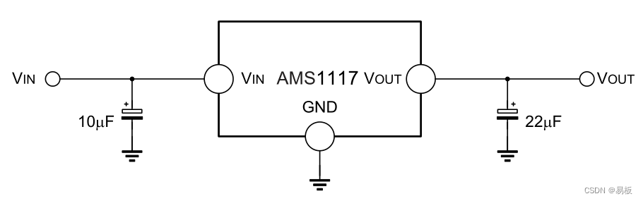 AMS1117 固定电压版本应用电路
