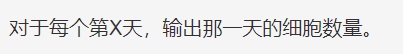 对于每个第X天，输出那一天的细胞数量。