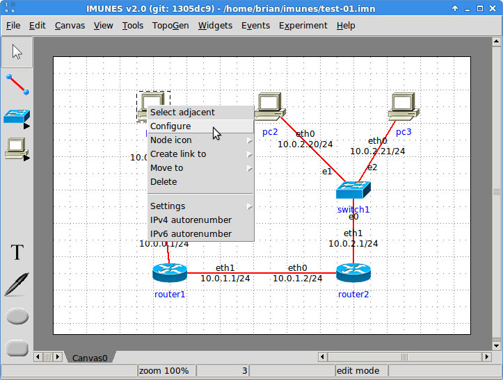 Configure network node