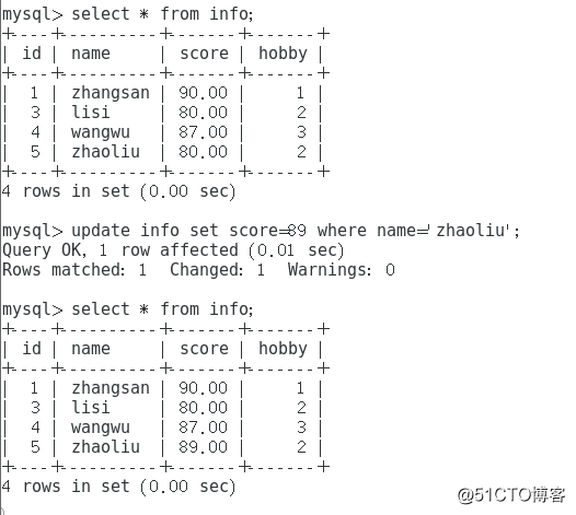 mysql5.7版本的增删改查