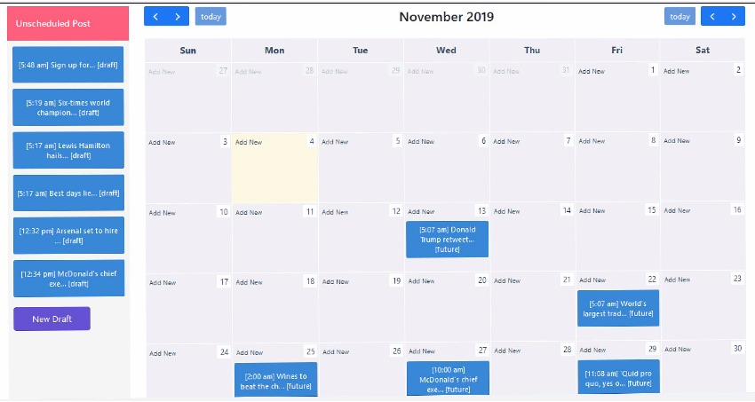 Schedule Calendar view