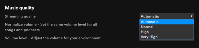 Select one of these music quality options.