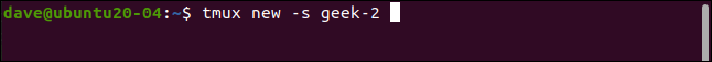 tmux new -s geek-2 in a terminal window.