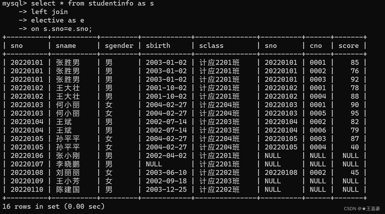 统计查询实现代码