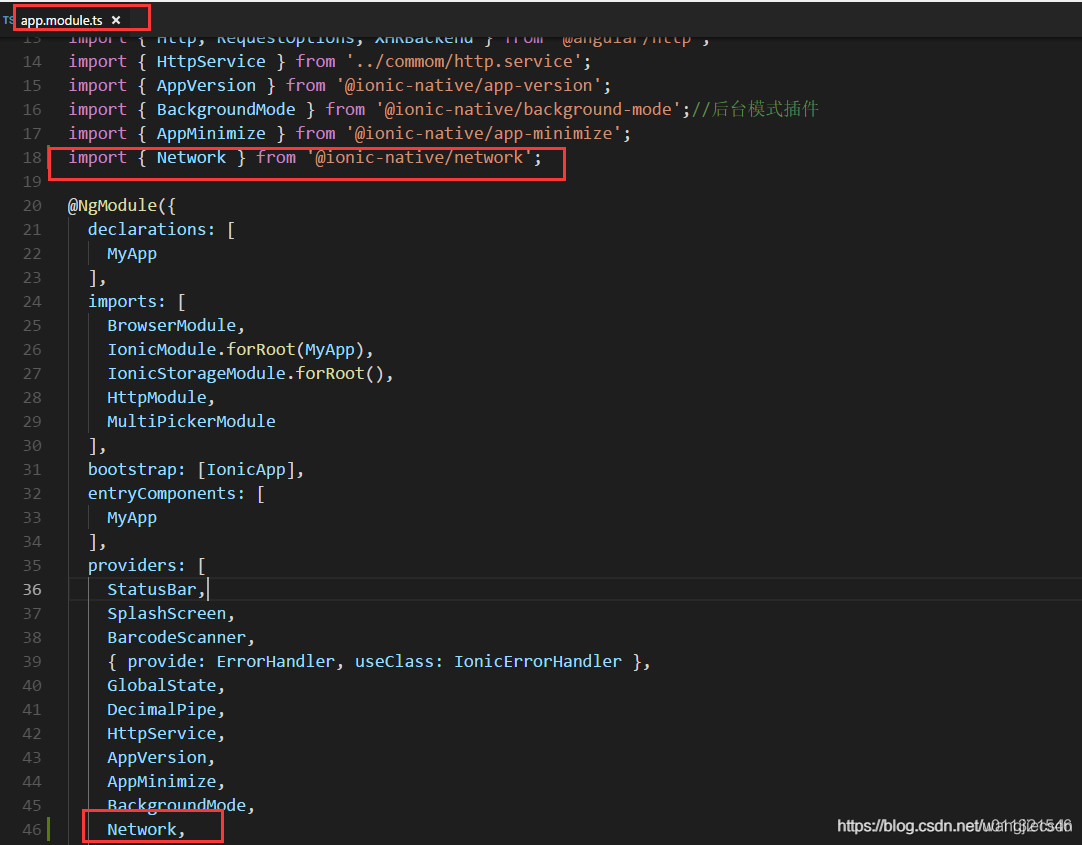 先在app.module.ts里引入插件