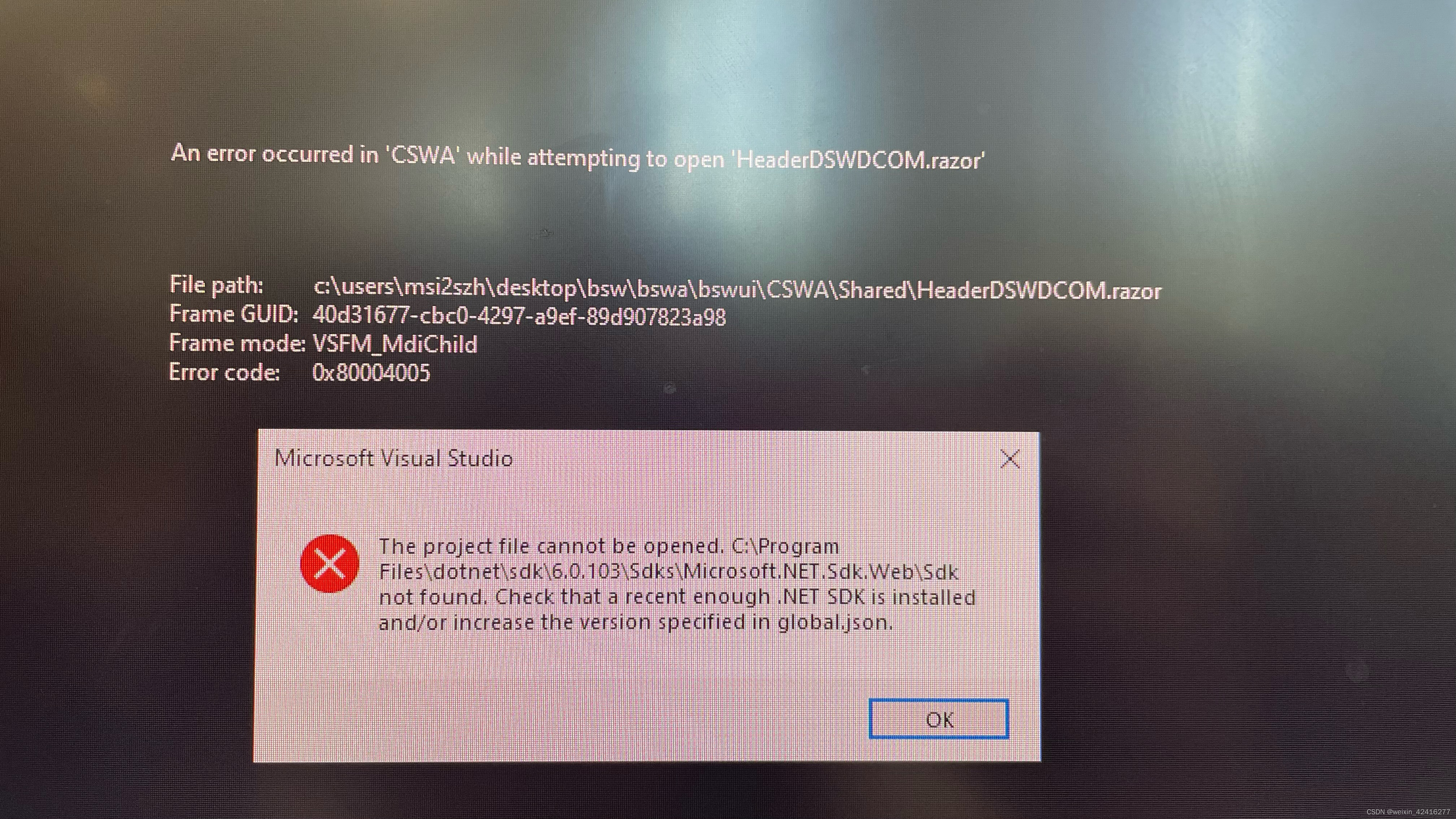 VS Error:“The project file cannot be open“_balsamiq mockups this ...