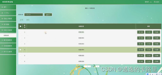 图5-4时间分类管理界面图