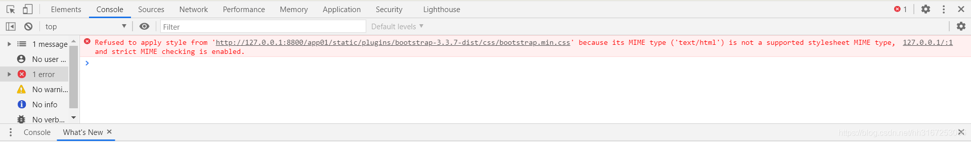 Refused to apply style from..because its MIME type (‘text/html‘) is not ...