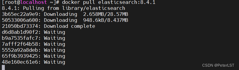等待拉取es镜像完成