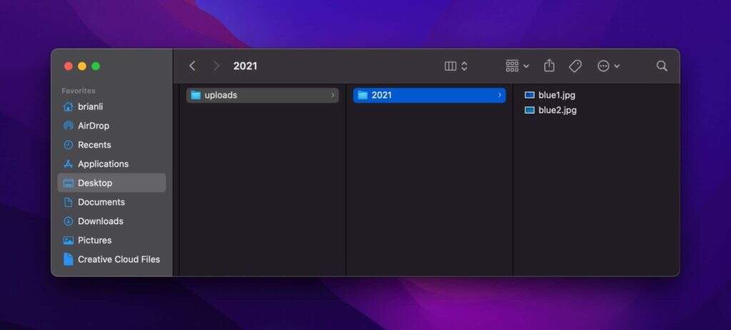 将图像添加到 "2021" 文件夹