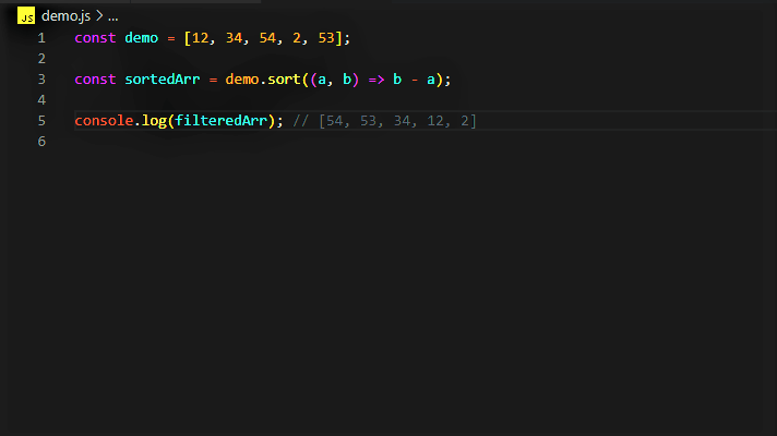 Example to sort an array in descending order