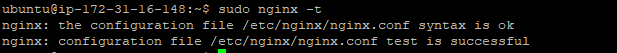 testing nginx server sudo Nginx -t