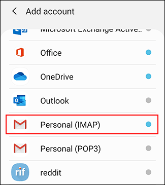 Tap "Personal IMAP."