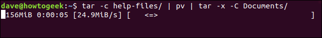 copying files with pv and tar in a terminal window