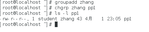 更改pp1的用户组为zhang
