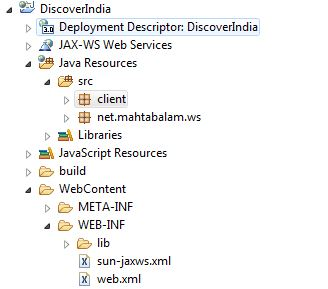 Eclipse IDE中项目结构的快照。