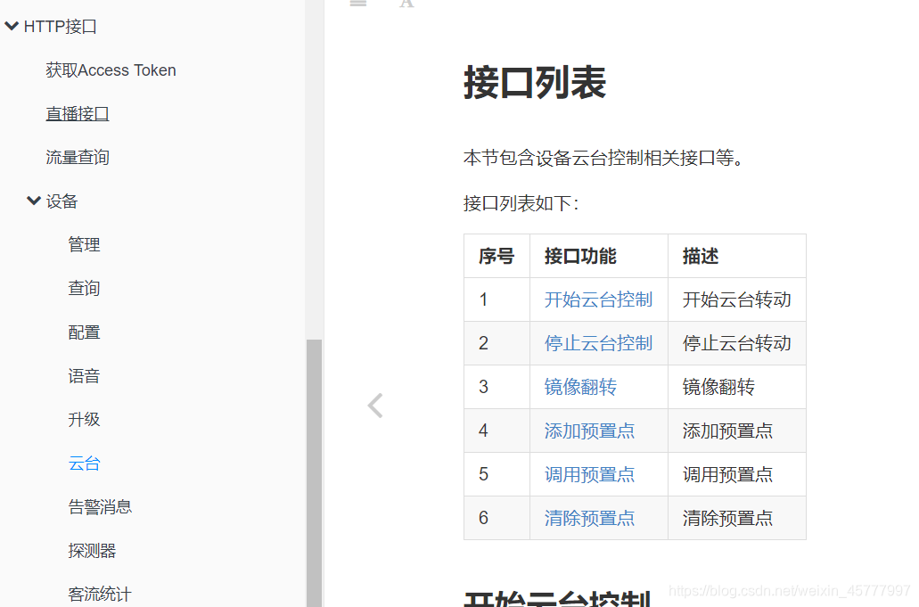 云台接口中会提供这些控制功能