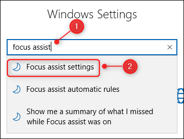 The Windows Settings search box.