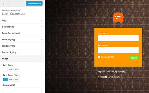 Custom Login Page Customizer