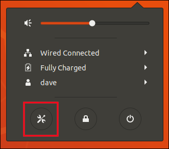 Click the settings icon on the system menu.