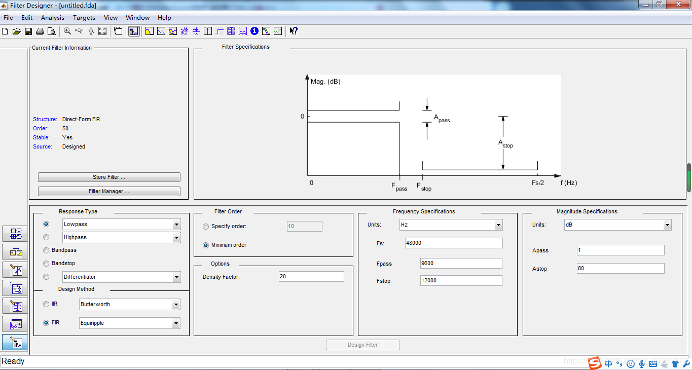 MATLAB——FDAtool工具箱设计滤波器(1)_matlab滤波器工具箱-CSDN博客