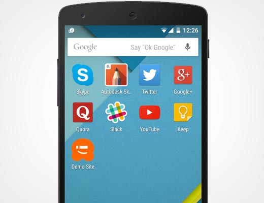 Site icon displayed as the app icon on the homescreen of a mobile device Site icon displayed as the app icon on the homescreen of a mobile device