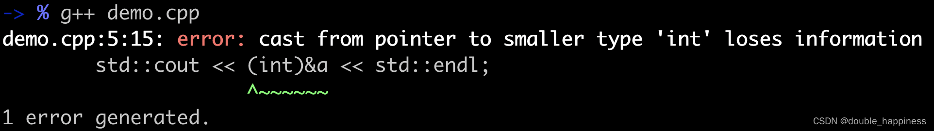 C++类型转化cast from pointer to smaller type ‘int‘ loses information_cast ...