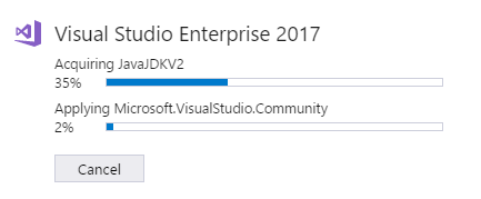 Example screenshot of progress bars during installation