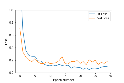 Loss curve for training and validation
