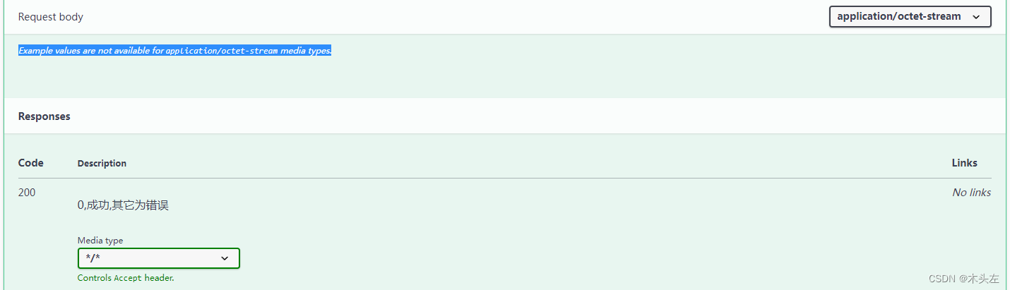 【Swagger 】遇到 “Example values are not available for application/octet ...