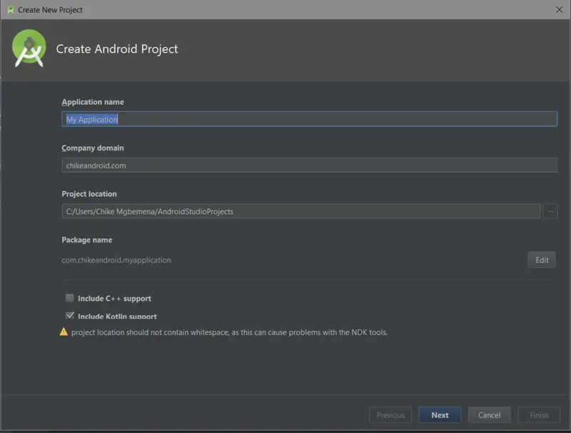 创建Android项目对话框 