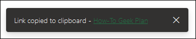 The notification that the link to the plan has been copied.