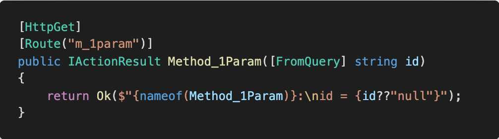 Method_1Param takes an id parameter from the query