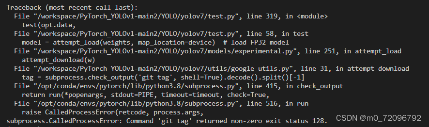 subprocess.CalledProcessError: Command ‘git tag‘ returned non-zero exit ...