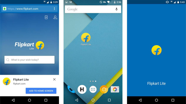 图2  PWA案例FlipKart Lite展示（图片来源：Hux & Medium.com）