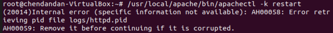 Apache错误：(20014)Internal error: Error retrieving pid file logs/httpd ...