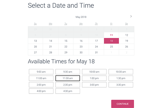 Select date and time