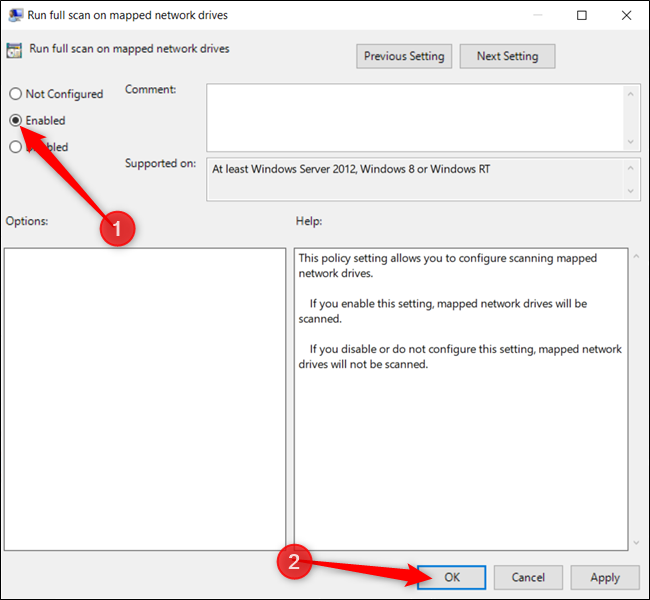 Enable the setting and click "OK" when finished.