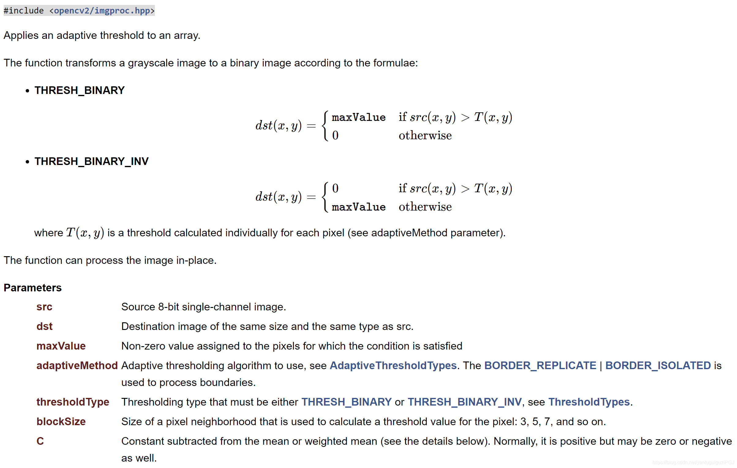 opencv中的adaptiveThreshold()函数