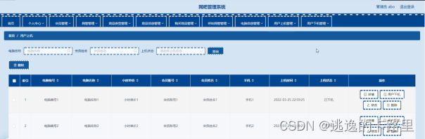图5-10用户上机管理界面图