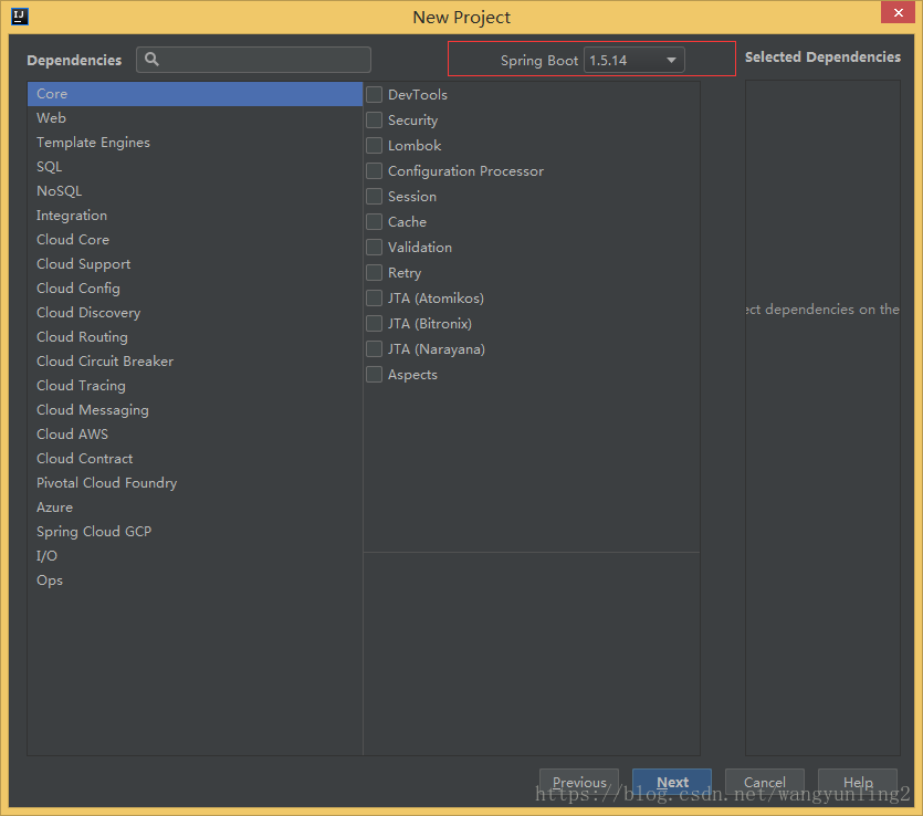 选择自己需要的依赖，机spring boot版本