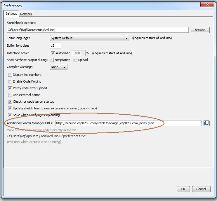 Picture of Telling Arduino Where to Find the Wemos-D1R2 Library
