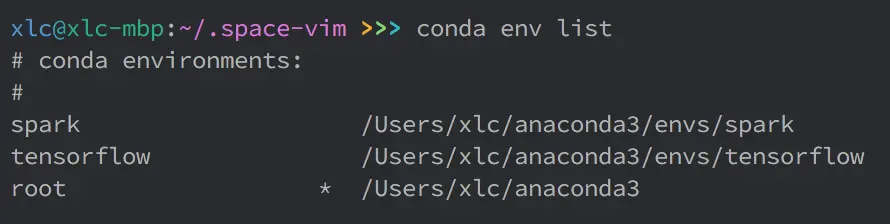 conda env list